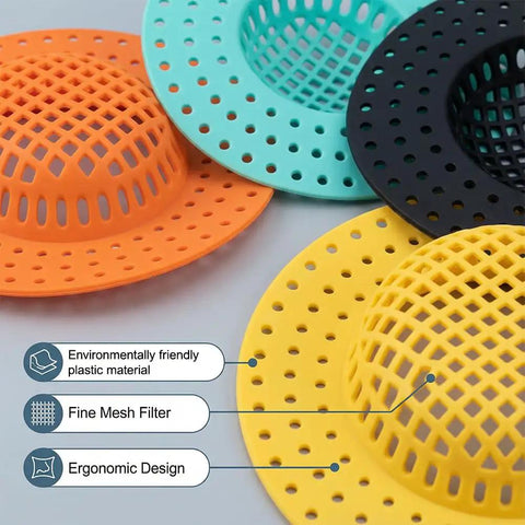 3 Pack Heavy Duty Sink Drain Strainers colorful plastic mesh filters for blocking hair and food clogs in showers and bathtubs