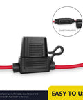 Beefy 12 Gauge Inline Fuse Holder Set Of 5 With 30 Amp ATC And ATO Blade Fuses, 8.7 Inch Leads On Each Side, Rubber Cap Protects Fuses