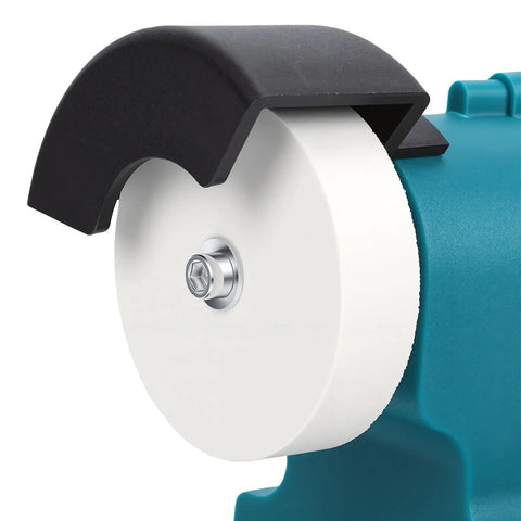 Dipisuta Cordless Mini Bench Grinder Polisher with coarse grinding wheel and protective guard for metal sharpening tasks.