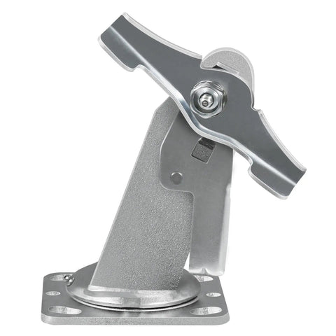 Beast Mode Eight Inch Swivel Caster With Secure Auto Lock Brake Heavy Duty Zinc Plated Steel Frame For Industrial Rigs And Gear Mods 1500 Lb Capacity Plate Upgrade side view with mounting base.