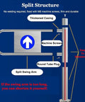 Diagram of Hard As Nails Stainless Steel Automatic Closing Safety Gate Heavy Duty Industrial Barrier for Warehouses with split structure details.