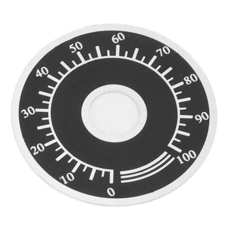 200 Pack Dial Plate Aluminum Alloy Round Scale Plates 0 To 100 For Potentiometers And Industrial Control Equipment, 40mm Outer Diameter, 10mm Inner Hole, 0.5mm Thick, RV24YN 20S WH118 Compatible black round 0-100 scale plate