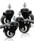 Two Inch Caster Wheels Set Of Four With 360 Degree Swivel And Dual Locking Brakes, heavy duty, black color, PU material