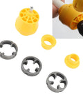 Topincn Electric Drill Pvc Threader Tap And Die Set For Plumbing accessories including yellow plastic and metal fittings.
