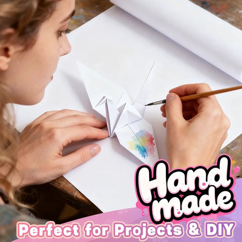 Person crafting origami with Heavy Duty White Kraft Paper Roll 15 Inch By 450 Inch 80Gsm Industrial Kraft Paper For Wrapping Gifts.