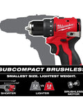 Subcompact Brushless 3/8 Inch Drill Driver Kit, 5.4 inch length, 350 in-lbs torque, high performance for tight spaces
