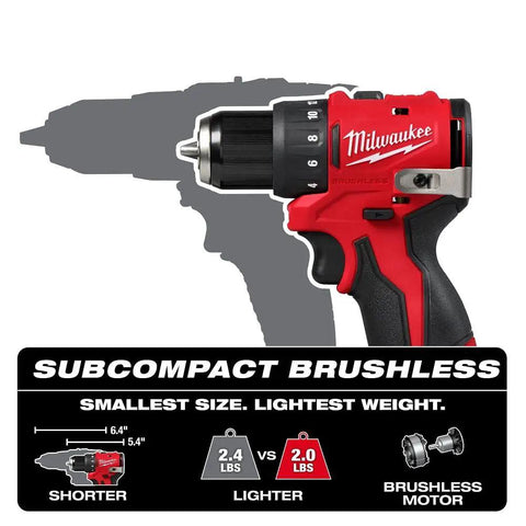 Subcompact Brushless 3/8 Inch Drill Driver Kit, 5.4 inch length, 350 in-lbs torque, high performance for tight spaces