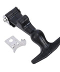 Elastic Stainless Steel Rubber Hood Catch Set with T Handle and brackets, shown in black rubber and stainless steel design.