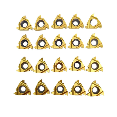 Pro Grade 60 Degree Threading Inserts Set For CNC Lathe, Universal 16ER AG60 And 16IR AG60 Carbide Cutting Inserts, 20 Pieces