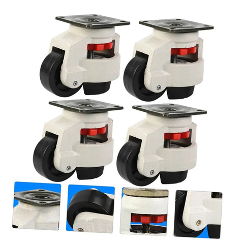 4Pcs Adjustable Swivel Workbench Casters Heavy Duty Leveling Wheels With 60F Plate Mount Non Skid Pad Aluminum Body Nylon Wheels For Equipment And Machinery Tough As Nails Ideal For Small Industrial Transport Casters For Stands And Enclosures, 73x58x83 mm