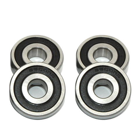 Four miniature sealed deep-groove bearings for vacuum cleaner motors, steel, 6.35×17.463×6.28 mm, front view