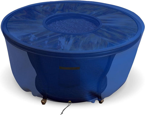 Tough As Nails All Weather Round Fire Pit Cover For 30 Inch Diameter Pits 12 Inch Tall Heavy Duty 18 Oz PVC Coated Polyester Blue