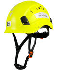 Side view of Six Point Suspension Work Hard Hat With Ventilated Design For All Day Comfort, ANSI Z89.1 14 Rated Fluorescent Yellow