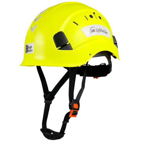 Side view of Six Point Suspension Work Hard Hat With Ventilated Design For All Day Comfort, ANSI Z89.1 14 Rated Fluorescent Yellow