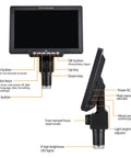 Digital Microscope With 10.1 Inch IPS Screen 2000X Magnification 12MP HD Camera 32GB Storage control details diagram