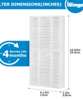 4 Pack FRF102B Replacement Filters For Febreze Air Purifiers FHT170 FHT180 FHT190 Dual Action HEPA Type filter dimensions
