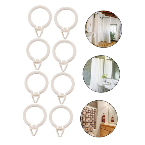 48 Pack Plastic Curtain Rings With Clips Smooth Glide Hanging Rings For Drapes Curtains Screens And Shower Curtains Compatible With Roman Rods Random Colors Easy To Install Durable displayed with curtain examples.