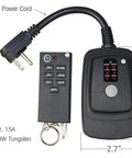 Super Tough Weatherproof Remote Outlet Power Strip With 100 Foot Wireless Range, featuring a remote control and power cord.
