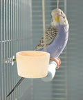 Premium Top Shelf Bird Cage Retaining Screws And Perch Hardware Kit With 16 Heavy Duty Bolts And Nuts Plus Gaskets For Small Pet Enclosure Fastening No Sweat Install Replacement Parts with parakeet and wooden bowl.