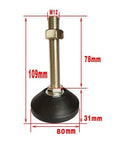 4 Leveling Feet for Furniture Heavy Duty Rotating Feet Adjustable Threaded Design Fits D80 M8 M10 M12 Sockets Ideal for Tables Chairs Shelves Cabinets Plant Stands Indoors or Outdoors. M12 adjustable foot, 80mm base, 109mm total height