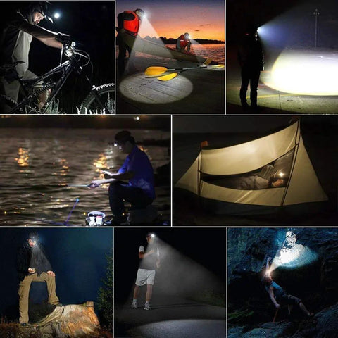 Rechargeable Headlamp Mega Bright 20000 Lumens USB C Flashlight Ultra Bright Waterproof illuminating various outdoor activities