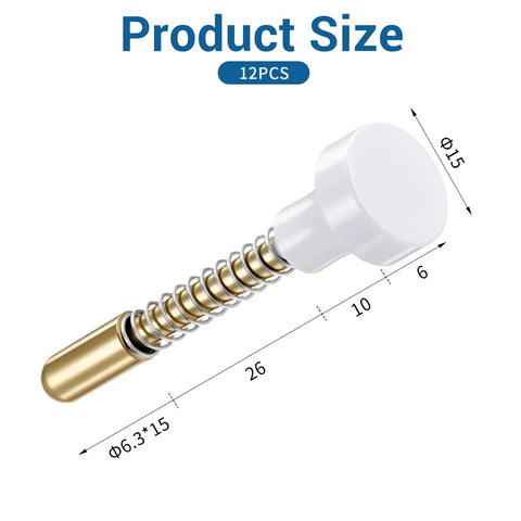 Top Rated 12 Pack Window Screen Replacement Plunger Pins And High Grade Spring Clips Repair Kit with measurements and design details.