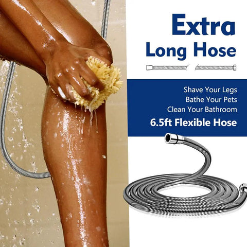 High Pressure Handheld Shower Head With 10 Settings And Turbo Wash, 79 Inch Stainless Steel Hose washing leg