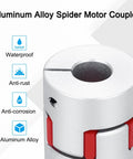 Front view of aluminum alloy spider motor coupling with central bore and red jaw slots