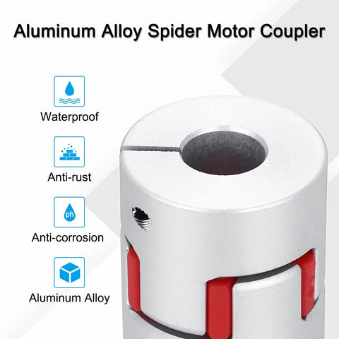 Front view of aluminum alloy spider motor coupling with central bore and red jaw slots