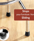 Heavy Duty One Inch Rubber Chair Leg Caps With Total Game Changer Floor Protectors For Dining Table Furniture 16 Pack installed on a metal chair leg.