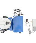 Top view of Industrial Pro Grade 800W Heavy Duty Hot Melt Glue Dispenser with pedal switch, pressure gauge, and accessories for factories.