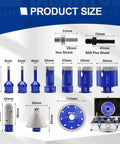 Heavy Duty Diamond Tile Drill Bit Kit Packaged With Twelve Premium Porcelain Hole Saws, sizes and shank details displayed.