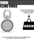 Double Sided 360 Rotatable Neodymium Magnet Fishing Kit, 2.95 Inch Diameter, 1000 Lb Total Pull, strong pulling force illustration
