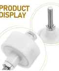 Close-up of Rock Solid 2 Pack Heavy Duty Closet Door Roller Guides for Sliding Doors and Accordion Panels with durable plastic wheels.