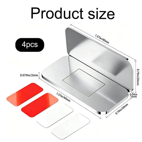 Product dimensions for Black Magnetic Cabinet Door Catch Set For Kitchen, Bath, And Closet, adhesive size guide shown.