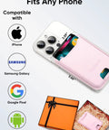 Premium Leather Phone Card Holder Wallet Stick On With 3M Adhesive For Back Of Phone Case RFID Blocking Fits 4 Cards