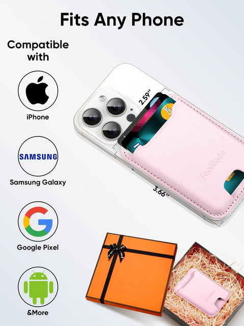 Premium Leather Phone Card Holder Wallet Stick On With 3M Adhesive For Back Of Phone Case RFID Blocking Fits 4 Cards