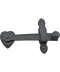 Black Wrought Iron Gate Flip Latch 4 Inch Tall Decorative Antique Heart Style Medium To Light Duty Door Lock Hardware Rust Resistant.