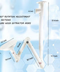 2 Pack Adjustable Flexible Fume Extraction Arm With 3 Joint Mobility Universal Snorkel Fume Extractor dimensions illustration