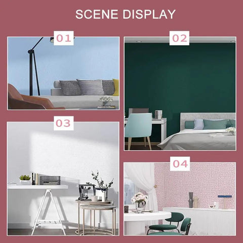 Kick Back The Chill With Prime Thermal Wallpaper For Cold Walls Peel And Stick Heat Blocking Wall Covering displayed in four room settings.
