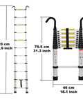 Telescopic Ladder 12.5ft Aluminum Telescoping Ladder With Non Slip Feet And Stable Hook Portable Extension Ladder dimensions