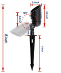 Diagram of Low Voltage 4W LED Landscape Lights 8 Pack Waterproof Outdoor Spotlights, showing dimensions and adjustable head.