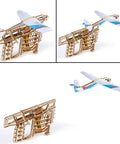 Aeroplane Starter Ramp 3D Model Kit for Adults and Teens, Laser Cut Wooden Puzzle Construction Set, Creative No Glue Build, Awesome Hands On Aviation Themed DIY Project for Skill Building, wooden launcher and plane