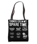Black tote bag with "Things I Do In My Spare Time" text and dragon boat racing graphics, Boat Paddler Tote Bag For Dragonboating Gear And Racing Teams