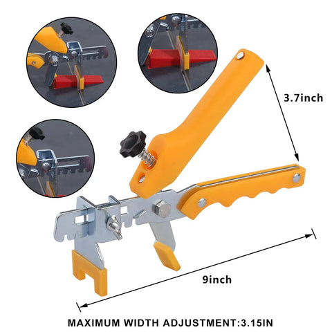 Pro Tile Leveling Kit With 1200 Clips 400 Reusable Wedges And Pliers For One Eighth Inch Gap highlighted pliers dimensions