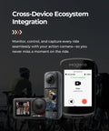 Pro GPS Bike Computer With 2.8 Inch Transflective Screen, 25 Hour Battery, showing cross-device ecosystem integration with action camera