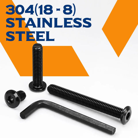 M6 X 100mm Flat Head Hex Socket Cap Screws Heavy Duty Stainless Steel 304 Black Oxide Countersunk Furniture Bolts with spanner.