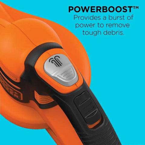 Power button of Cordless Sweeper With Power Boost For Quick Yard Cleanup On Driveways Decks And Garages Includes Battery And Charger 20V Max Leaf Blower Style Tool For Debris Removal