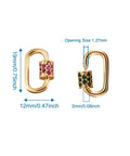 Mixed Color Micro Pave Cubic Zirconia Carabiner Lock Charms, Oval Clasp, Screw Locking Carabiners, 19x12mm, keychains and jewelry making