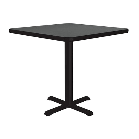 30-Inch Square Bar Table For Cafes And Break Rooms With 29-Inch Tall Height, One And One Quarter Inch Montana Granite High-Pressure Laminate Top shown